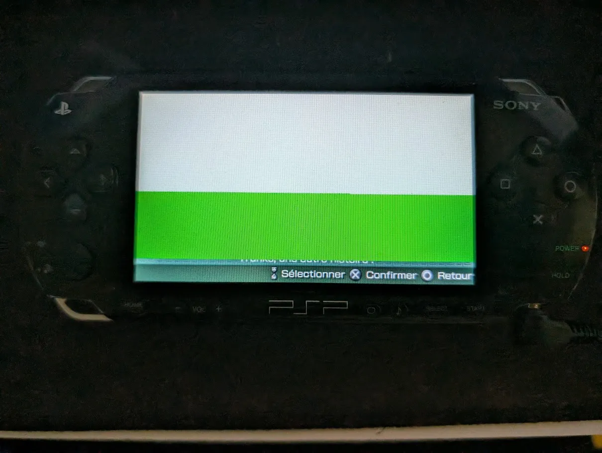 Écran PSP flash vert blanc